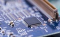 High Tech Circuit Board close up, macro. concept of information technology Royalty Free Stock Photo