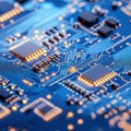 High Tech Circuit Board Close up of Microchips Electronics Technology Innovation Computer Hardware Royalty Free Stock Photo