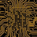 High tech electronic circuit board vector background. Royalty Free Stock Photo