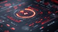 High tech circuit board with glowing red core emphasizing cybersecurity, innovation, and the dynamic energy of modern digital t