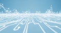 High Tech Circuit Board Network on Light Blue Background with Data Visualization and Blockchain Connection Concept for Royalty Free Stock Photo