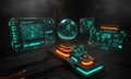 Futuristic Command Center with Holographic Displays Royalty Free Stock Photo