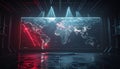 Futuristic Stage with Glowing World Map Display Royalty Free Stock Photo