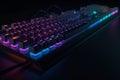 High-tech computer keyboard with RGB lighting, AI Generative Royalty Free Stock Photo