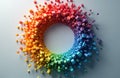 High-tech concept with circular data blocks in colorful array info processing digital creativity. Three-dimensional render Royalty Free Stock Photo