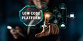 High-Tech Concept Illustrating Low Code Platform Development with Futuristic User Interface Elements and Digital Touch Royalty Free Stock Photo