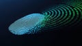 Digital fingerprint made of binary code on a dark background. Royalty Free Stock Photo