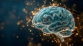 Digital Brain Visualization with Glowing Neural Network and Data Connectivity Royalty Free Stock Photo