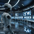 High-tech control center. AI governance in heart of next-gen computing systems. Future of technology management. Integrating AI Royalty Free Stock Photo