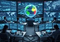 A high-tech control room with multiple Royalty Free Stock Photo