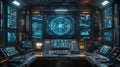 High-tech control room with multiple screens and advanced interface - generative ai