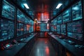 High-tech control room showcases advanced data monitoring and analysis equipment in a futuristic setting Royalty Free Stock Photo