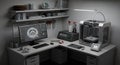 A high-tech corner of an office featuring a 3D printer in action Royalty Free Stock Photo