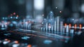High-Tech Corporate Analytics Floating Dashboards 3D Charts Digital Flow Nodes Financial Metrics 4K Royalty Free Stock Photo