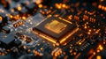 High-tech CPU on circuit board Illuminated central processing unit Royalty Free Stock Photo