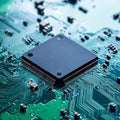 High-Tech CPU Microprocessor on a Green Circuit Board Royalty Free Stock Photo