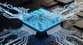 High tech cpu processor chip motherboard circuit board technology computer hardware digital background design Royalty Free Stock Photo