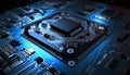 high tech cyber security concept computer chip and processor safeguarding data and information