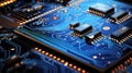 High tech cybernetic circuit board background with a clear and empty futuristic design