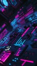 High-tech cyberpunk control panel featuring neon interfaces and glitch effects, showcasing intricate designs and vibrant colors Royalty Free Stock Photo