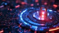 HighTech Cybersecurity Concept with Digital Lock Symbolizing Risk Mitigation and Data Protection
