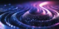 A high-tech 3D abstract background with glowing spirals of digital energy forming intricate