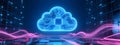 Futuristic Cloud Computing Technology Concept with Digital Data Waves Royalty Free Stock Photo