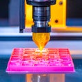 High-Tech 3D Printer Creating a Pink Prototype Royalty Free Stock Photo