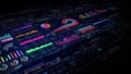 High-tech data interface with graphs, charts, and futuristic visuals. Perfect for technology, business, finance, and analytics-