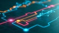 High-Tech Data Network Flow Background. Abstract Digital Technology Lines. Glowing Connectors for AI Business. Royalty Free Stock Photo