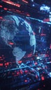 High-Tech Data Visualization of a Globe with Digital Interface Elements Royalty Free Stock Photo