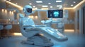 futuristic ai-assisted dental clinic with robotic procedure