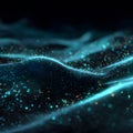 High-tech digital background composed of glowing blue particles forming mesh structures, abstract futuristic aesthetic, sense of Royalty Free Stock Photo