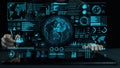 High-Tech Digital Communication Network Interface with Global Data Visualization and Interactive Analytics Display for Royalty Free Stock Photo