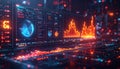 Futuristic Data Visualization Dashboard with Glowing Graphs Royalty Free Stock Photo
