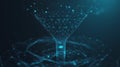 High-Tech Digital Data Funnel - Blue Wireframe Network & Information Flow Royalty Free Stock Photo