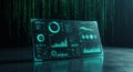 A high-tech digital display showcases an array of data visualizations, including pie Royalty Free Stock Photo