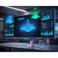 Futuristic Cityscape and Data Analytics on a Digital Screen Royalty Free Stock Photo
