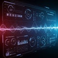 A high-tech digital interface displays an array of circular and rectangular data Royalty Free Stock Photo