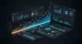 Futuristic Digital Dashboard with Financial Data and Graphs Royalty Free Stock Photo
