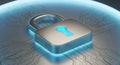 High-Tech Digital Security Lock on a Circuit Board for Maximum Data Protection and IT Safety for Businesses. Royalty Free Stock Photo