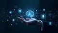 Artificial Intelligence Icons Representing Machine Learning, Computer Cognition, and Robotic Devices Visualization Royalty Free Stock Photo