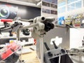 High-tech drone display with advanced camera in electronics store