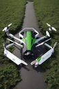 High tech drone DJI with GPS flying