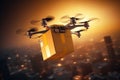 High-tech Drone parcel delivery. Generate Ai