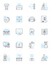 High-tech educational facility linear icons set. Innovative, Smartboards, Virtual, Cutting-edge, Interactive, Robotics Royalty Free Stock Photo