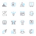 High-tech educational facility linear icons set. Innovative, Smartboards, Virtual, Cutting-edge, Interactive, Robotics Royalty Free Stock Photo
