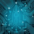 High-tech electronic Board with rocket background image. Vector illustration. Gradients of transparency