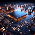 High tech electronics Circuit board showcases intricate pathways connecting various components Royalty Free Stock Photo