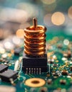 High-Tech Electronics - Copper Coil on PCB Royalty Free Stock Photo